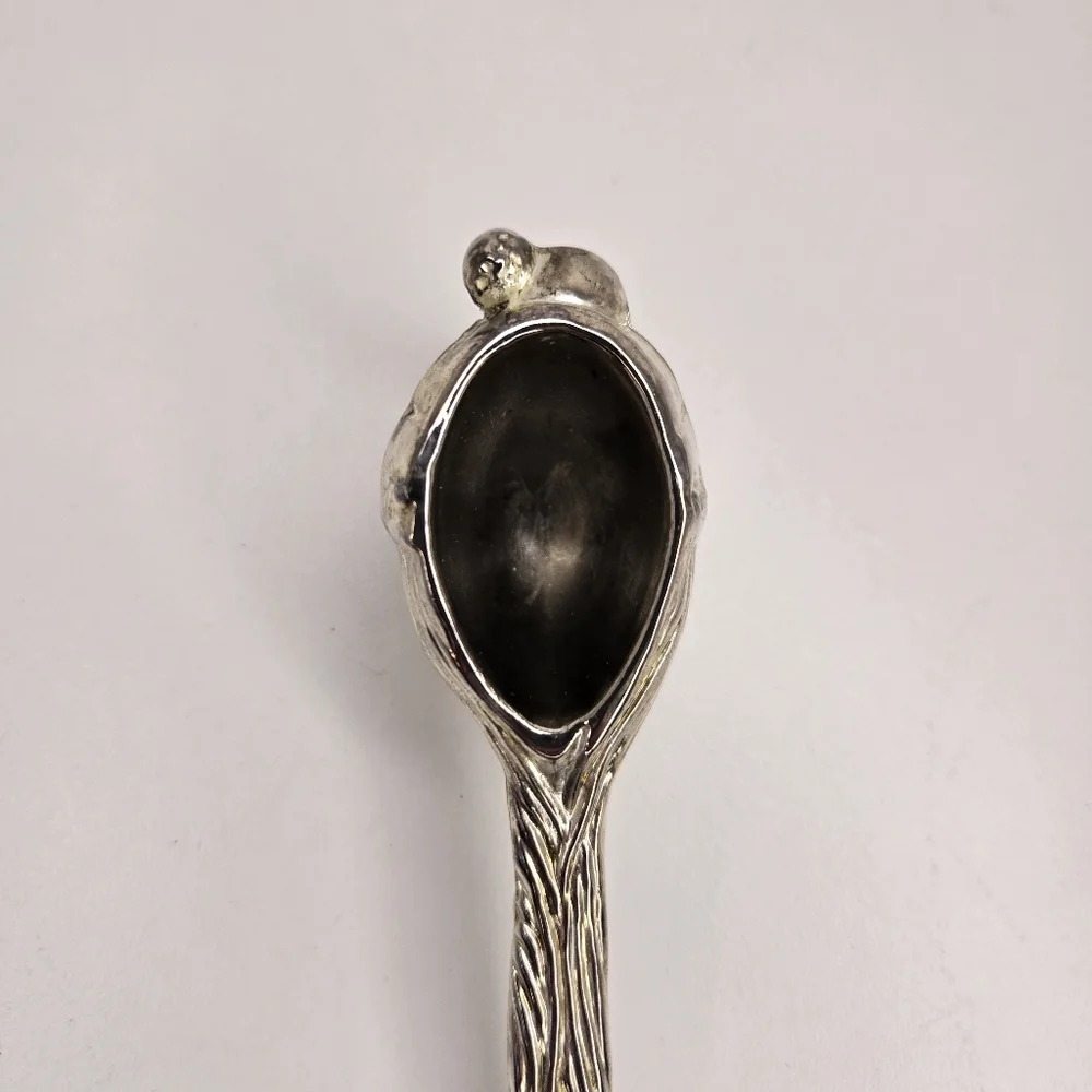 Vintage Silver Tone Metal Santa Claus Head Candle Snuffer 9.5